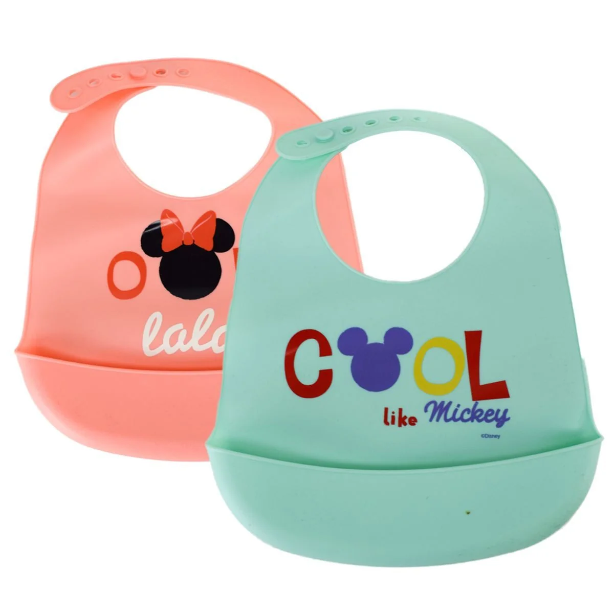 Silikon-Lätzchen mit Auffangschale – Disney Mickey oder Minnie Mouse, verstellbar