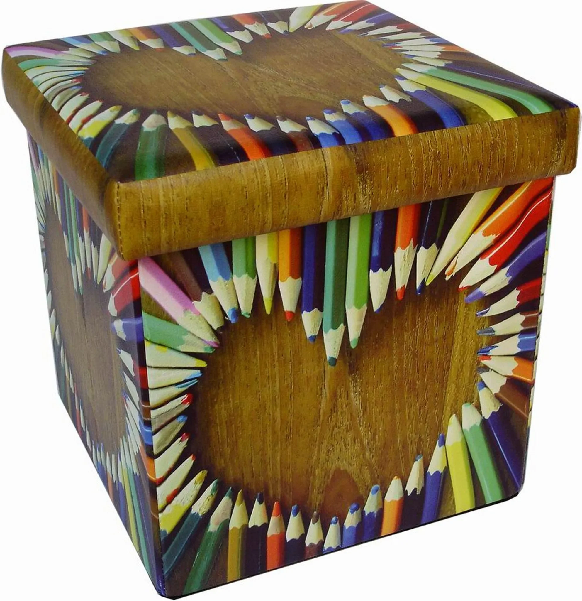 Sitzhocker mit Stauraum 32×32×32 cm – Aufbewürfel fürs Kinderzimmer mit Herzdesign