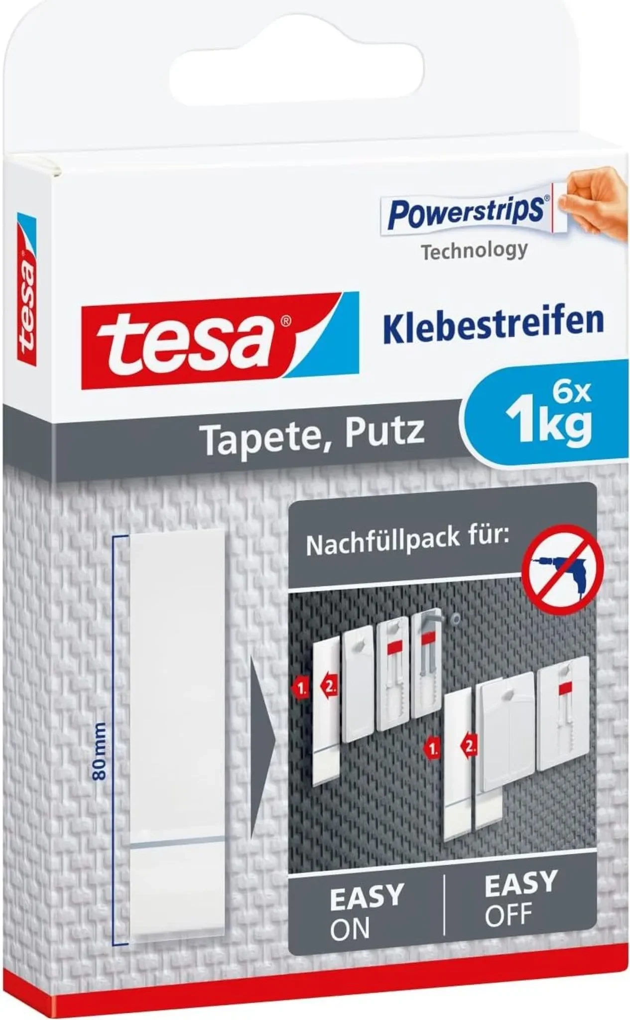 tesa Powerstrips® Klebestreifen für Tapete & Putz – Transparent (6 Stück)