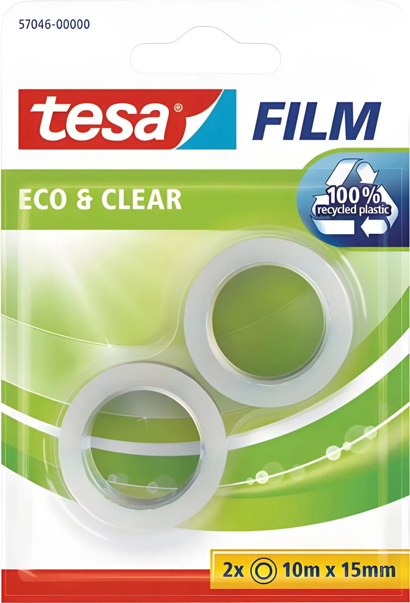 tesafilm® Eco & Clear Klebefilm – Transparent 10 m × 15 mm (2 Rollen)