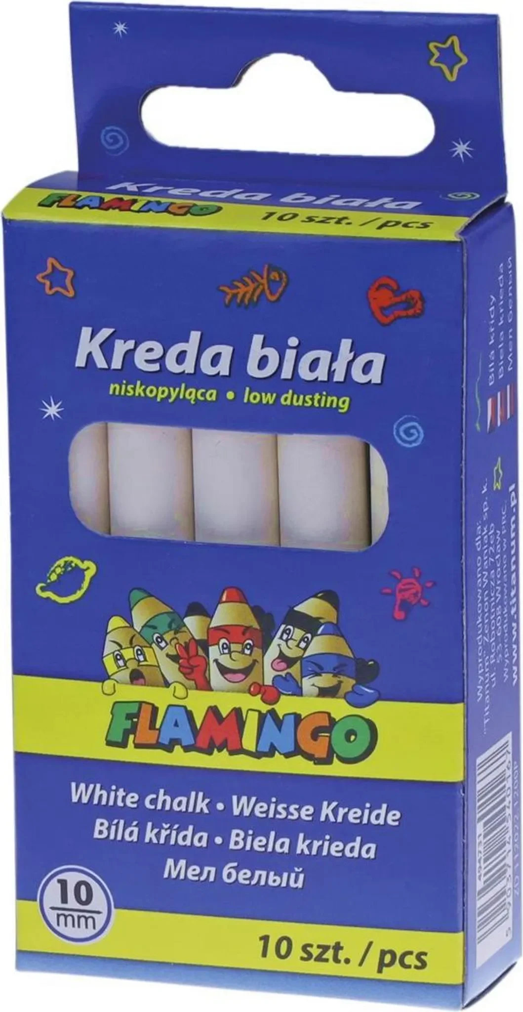 Weiße Schulkreide „Flamingo“ – 10 Stück