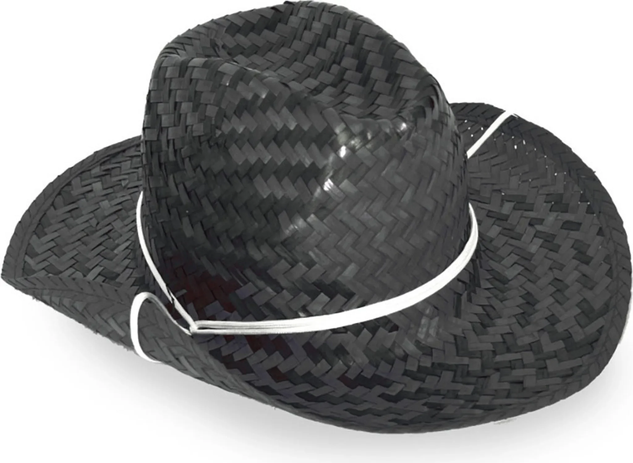 Cowboyhut aus Stroh – mit schwarzem Zugband, Größe 58 cm