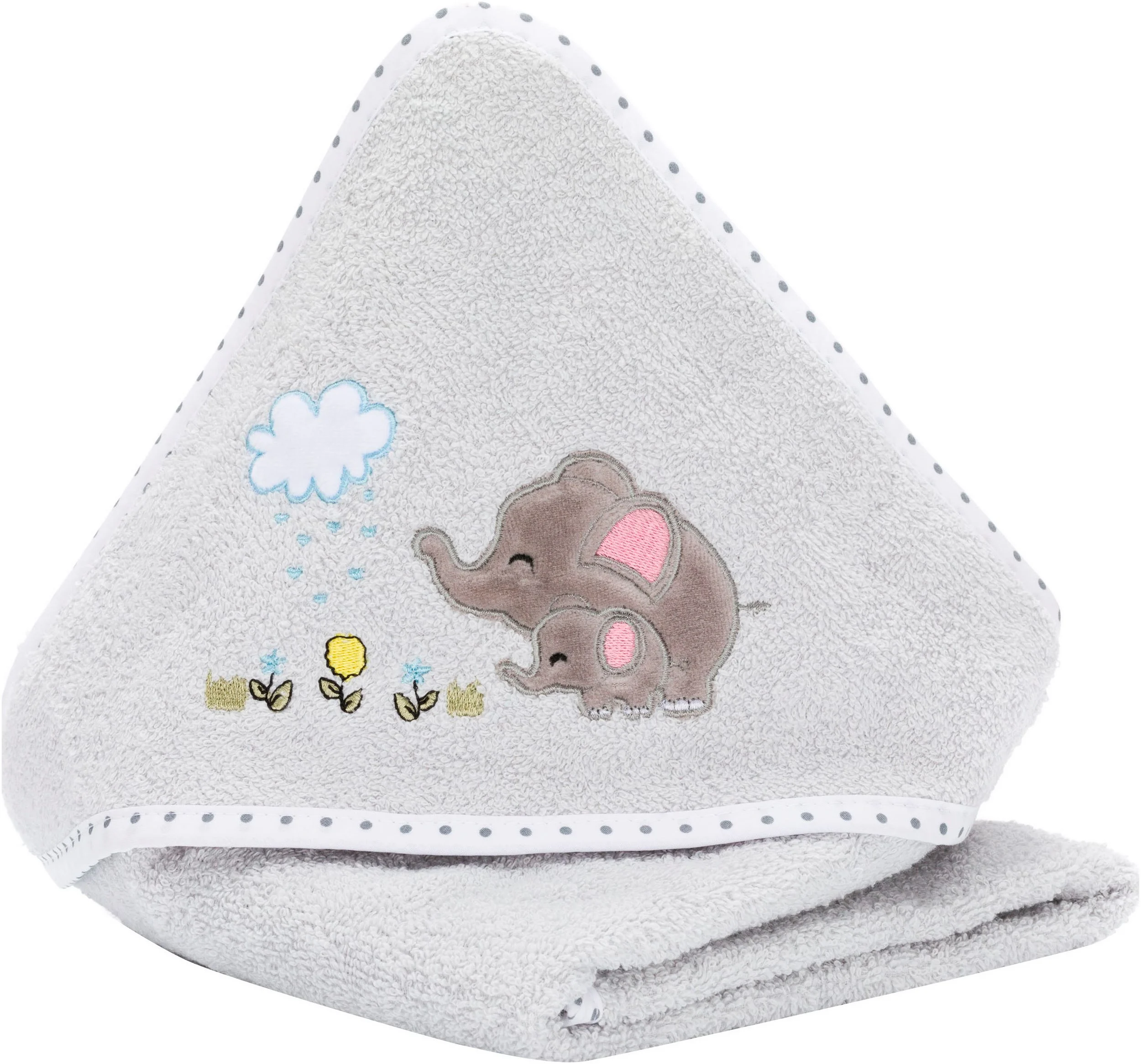 Kapuzenhandtuch mit Tiermotiv – 75 × 75 cm, Grau