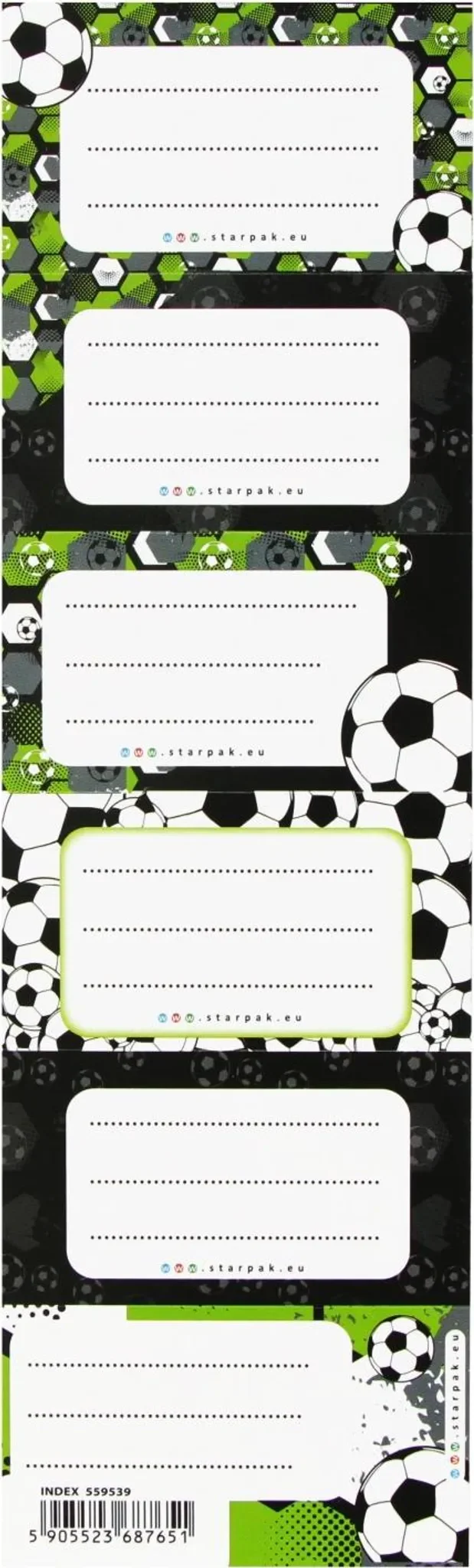 Fußball-Heftaufkleber „Starpak“ – 6 Etiketten pro Bogen