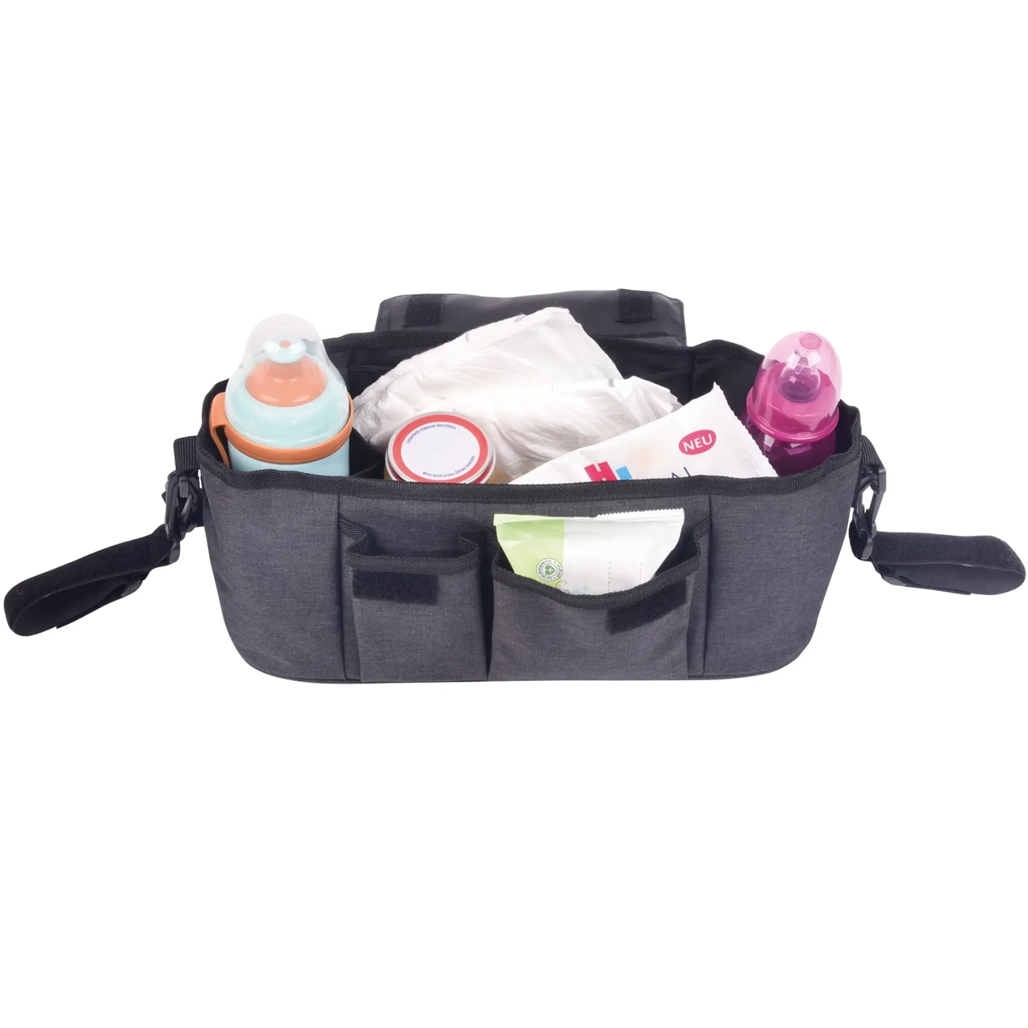 Universal Kinderwagentasche – 34 × 14 × 13 cm, Schwarz