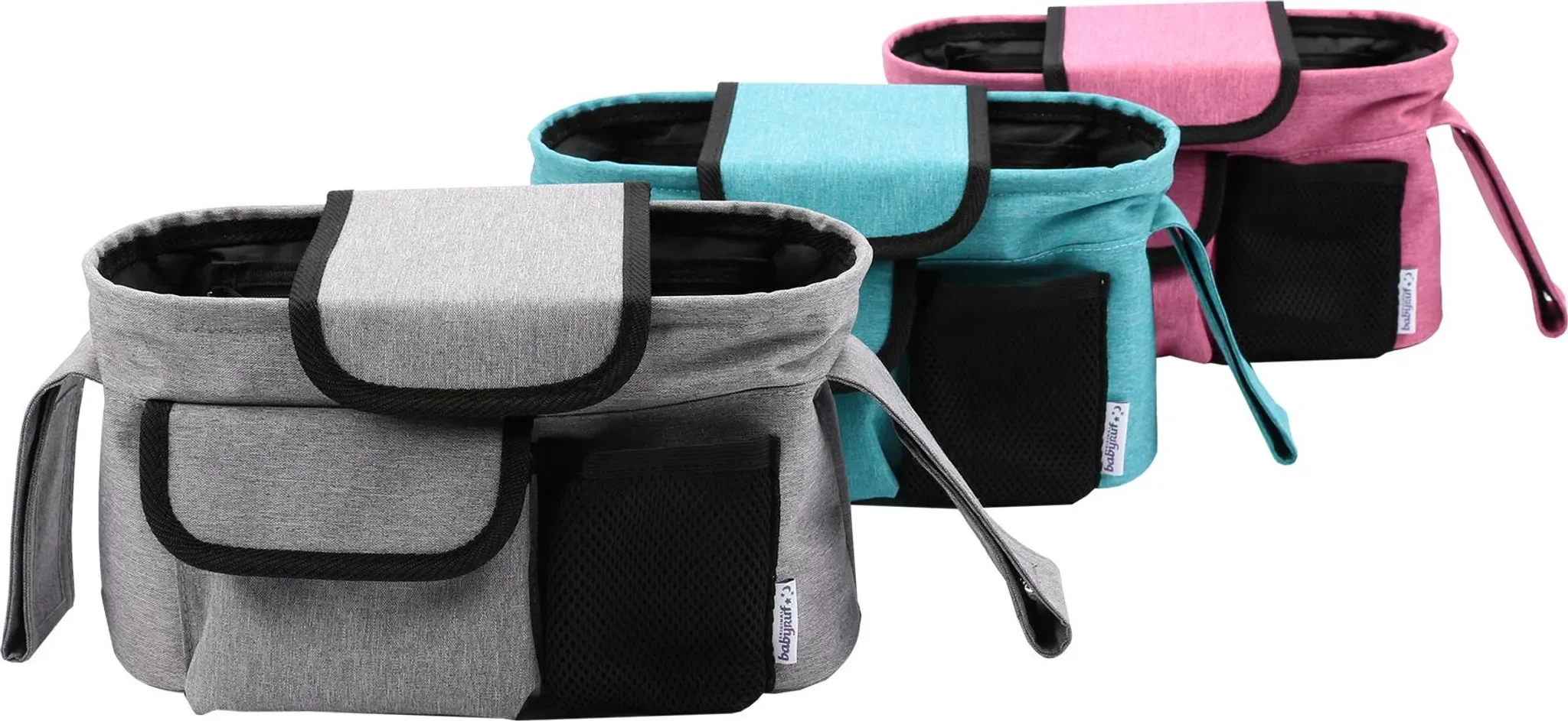 Olympia BO100 Buggy Organizer – Grey | Universale Kinderwagen-Tasche | Wasserabweisend & mit Flaschenhaltern