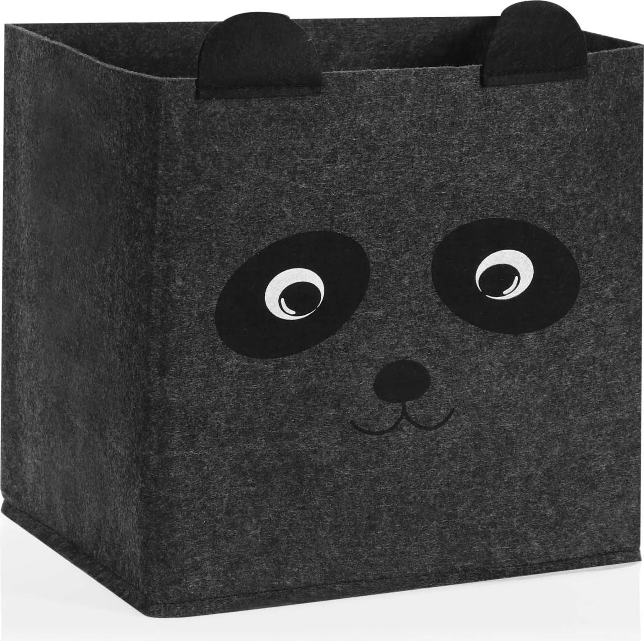 Aufbewahrungskorb für Kinderzimmer – faltbare Box ohne Deckel, Tierdesign, Dunkelgrau