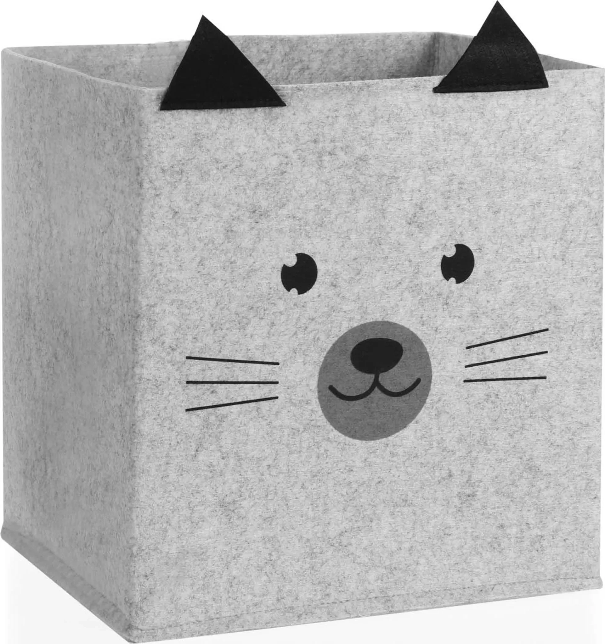 Aufbewahrungskorb für Kinderzimmer – faltbare Box ohne Deckel, Tierdesign, Hellgrau