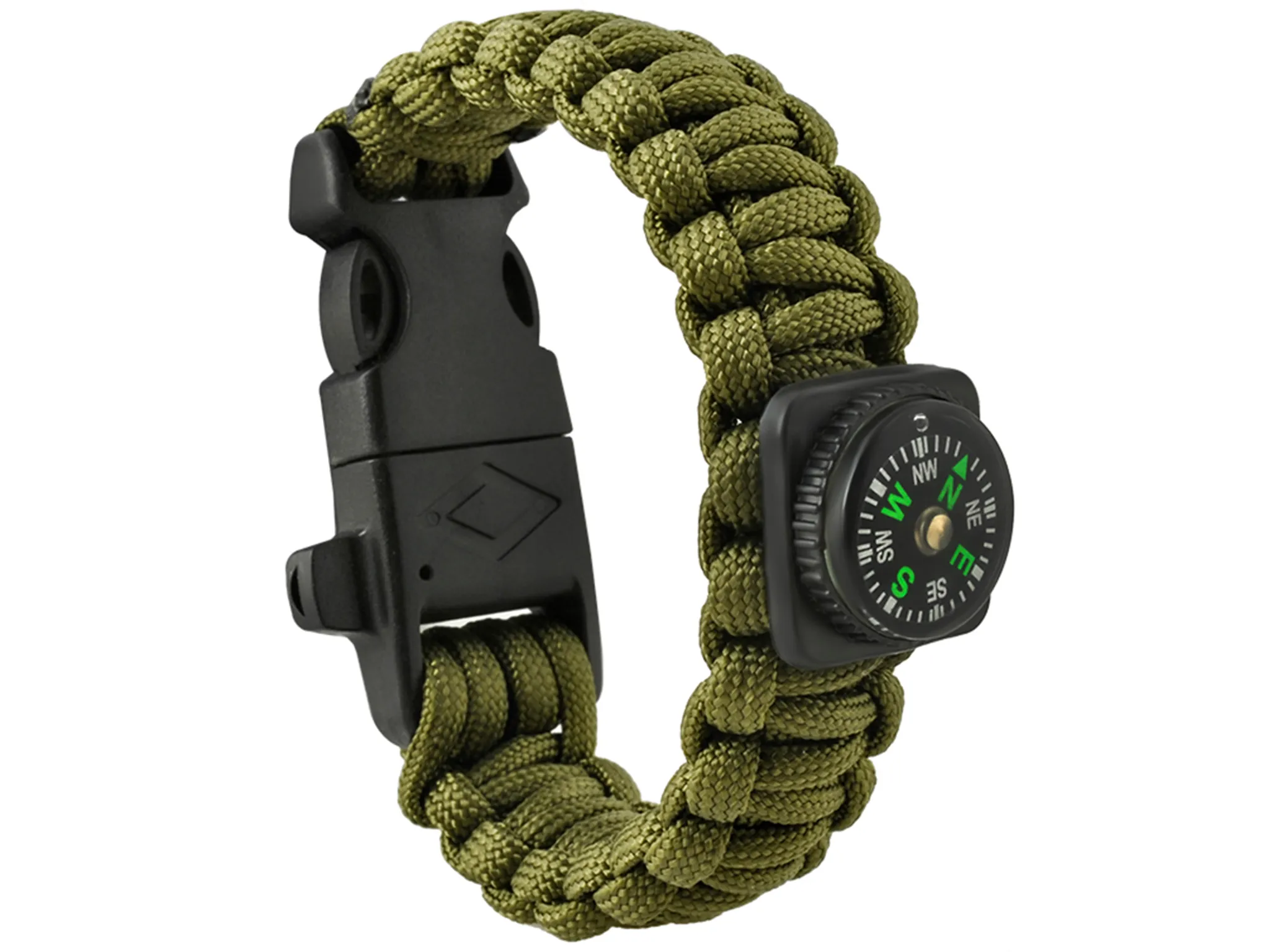 Paracord Survival-Armband 5-in-1 – Army Grün, wasserdicht & ultraleicht
