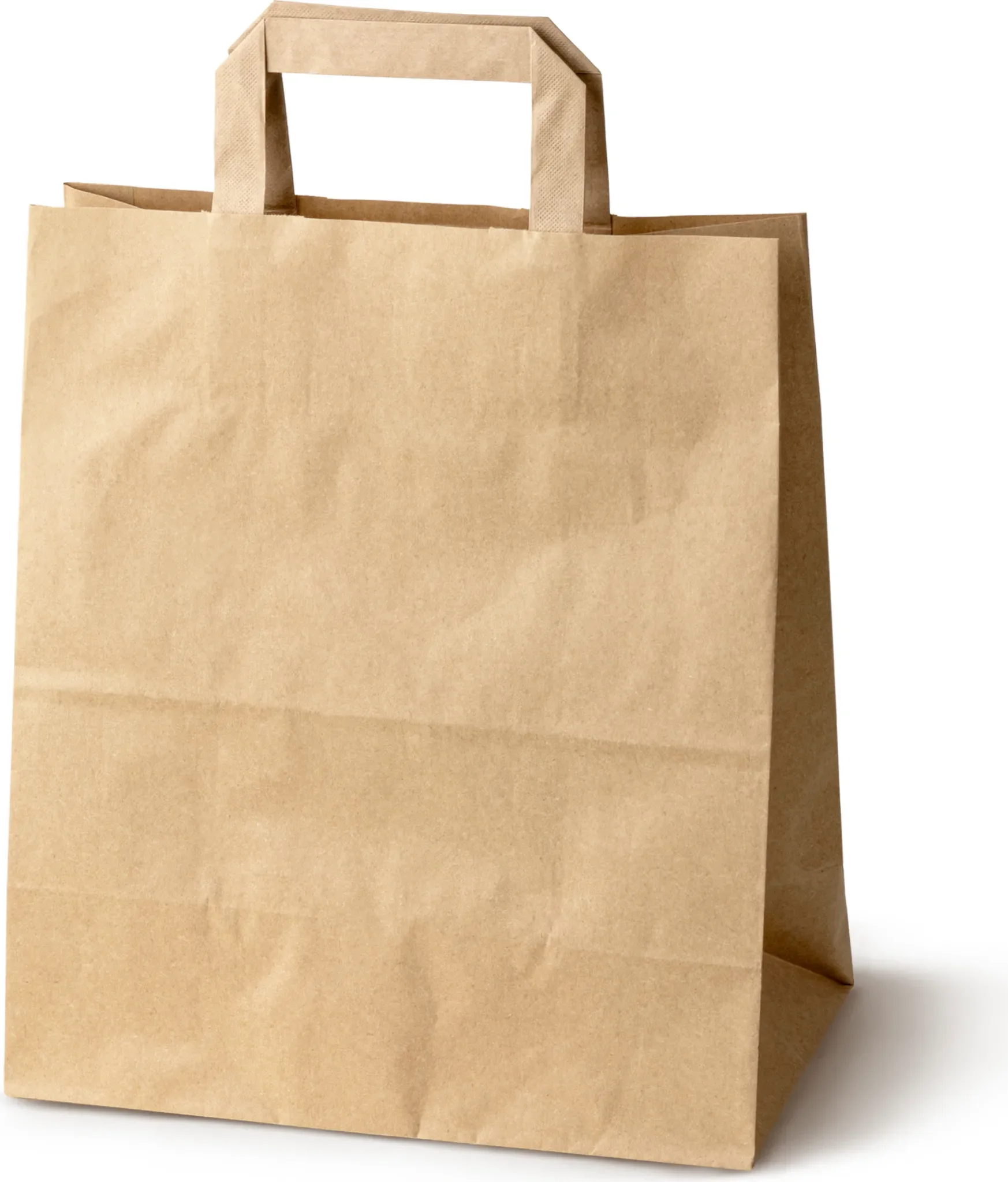 Allbags Papiertüte – 26 × 14 × 30 cm – Braun, flache Papiergriffe