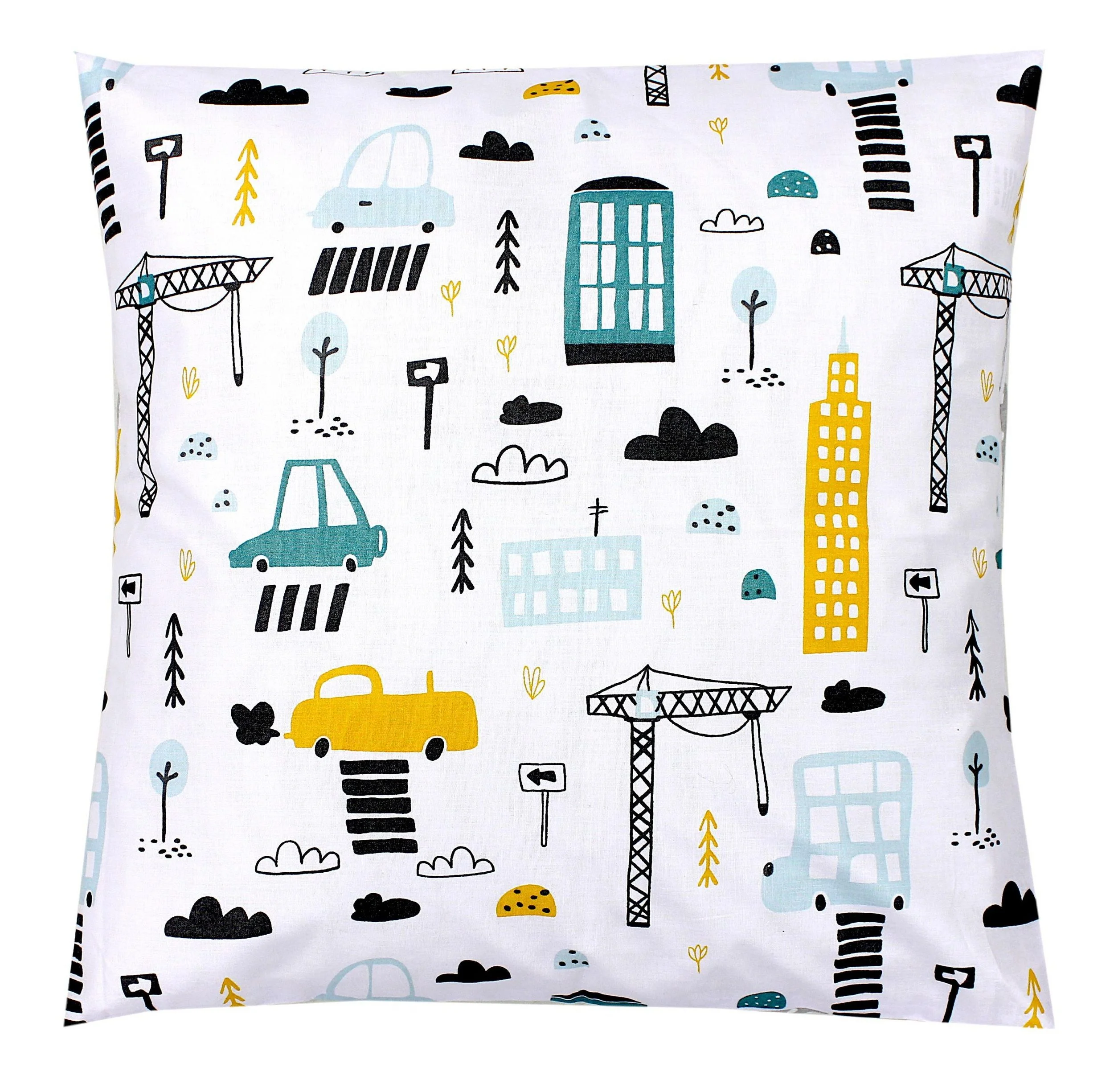 Kinder-Kissenbezüge „Autos Bunt“ – 2er-Set, 40×40 cm, Baumwolle