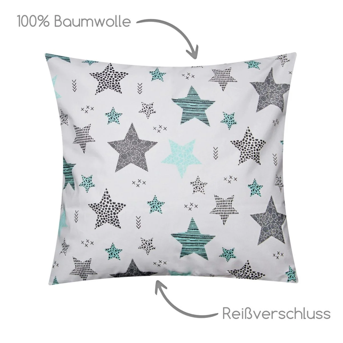 Renforcé-Kissenbezug „Sterne/Magie“ – 40×40 cm, 100 % Baumwolle