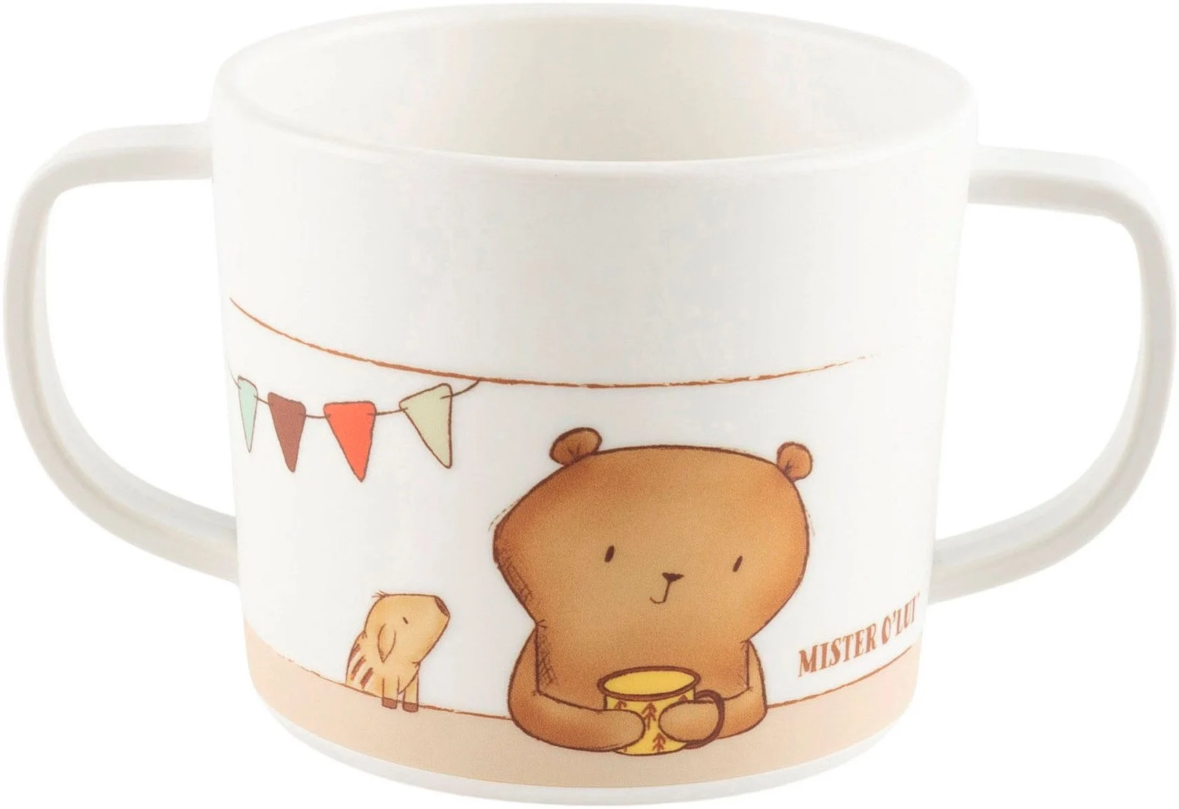 Kindertasse „Mister O'Lui – Kuschelfreunde“ – Kunststoff, mit 2 Henkeln