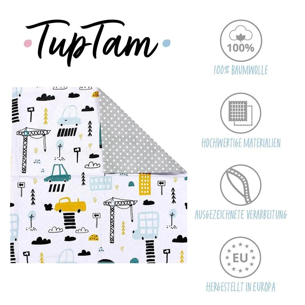 Kinder-Kissenbezüge „Autos Bunt“ – 2er-Set, 40×40 cm, Baumwolle