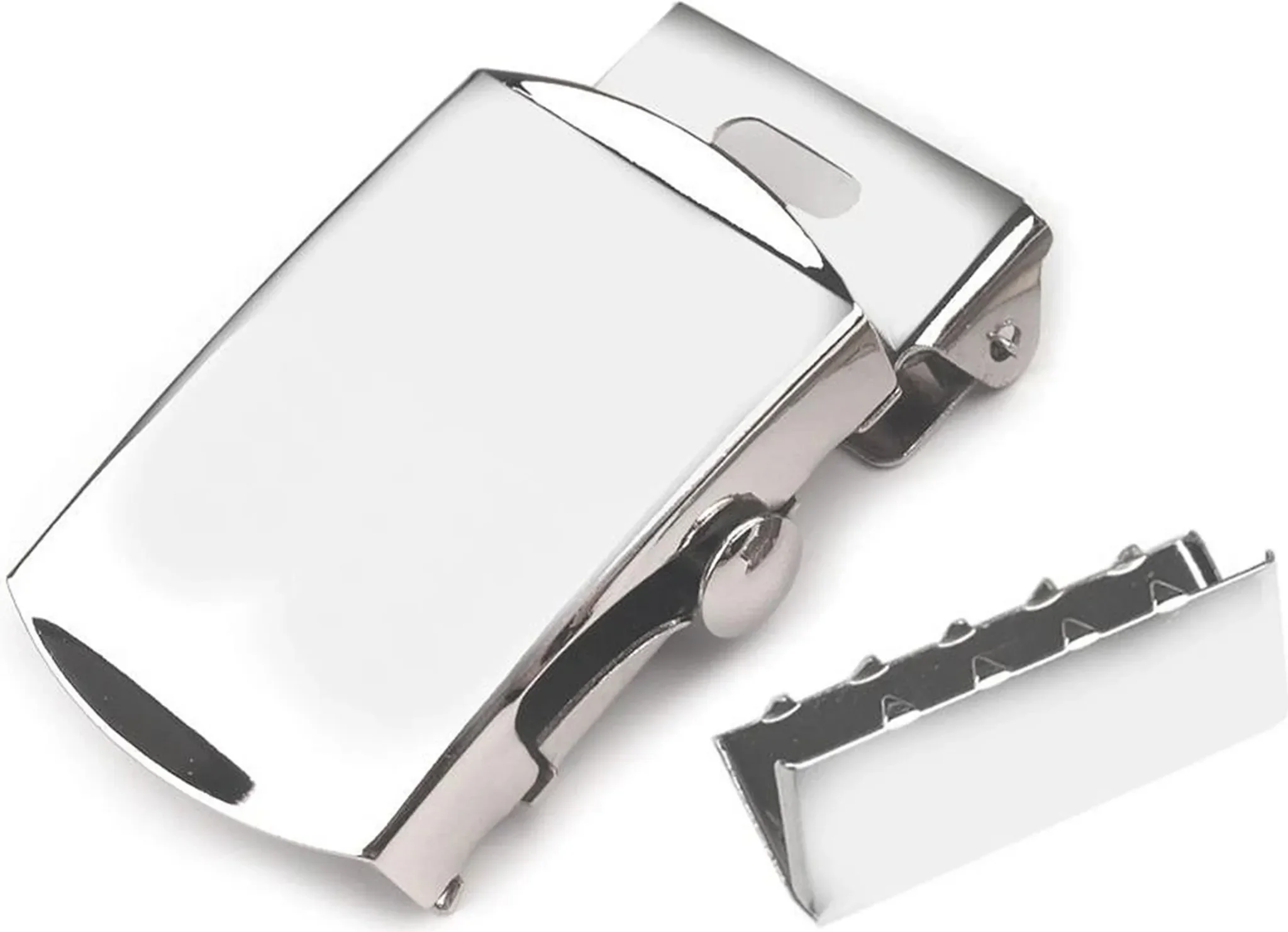 Gürtelschnalle mit Endstück – aus Metall, 30 mm, Silber