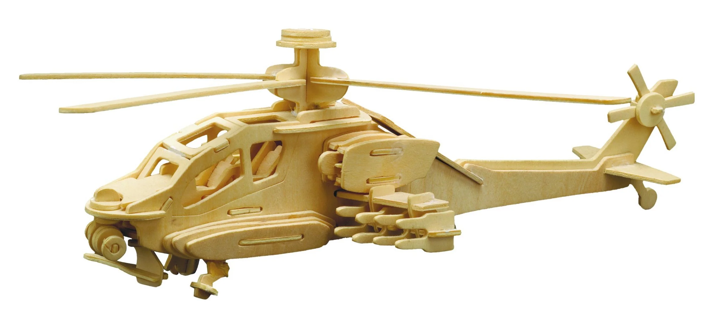 PEBARO 3D-Puzzle Holzbausatz Kampfhubschrauber | 86-teiliges Modell aus unbehandeltem Holz