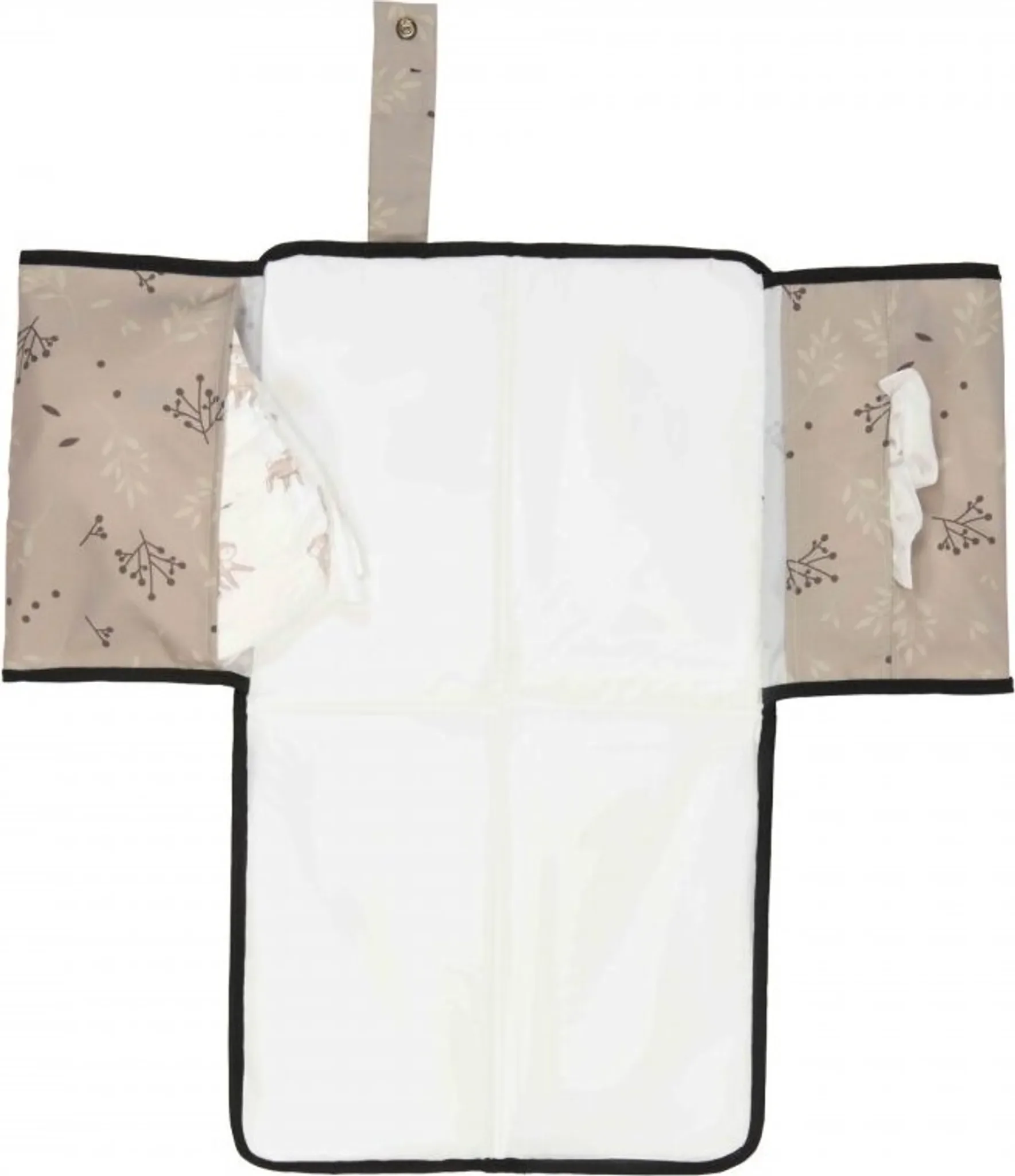 Dooky Wickelunterlage 3-in-1 „Romantische Blätter“ – Beige