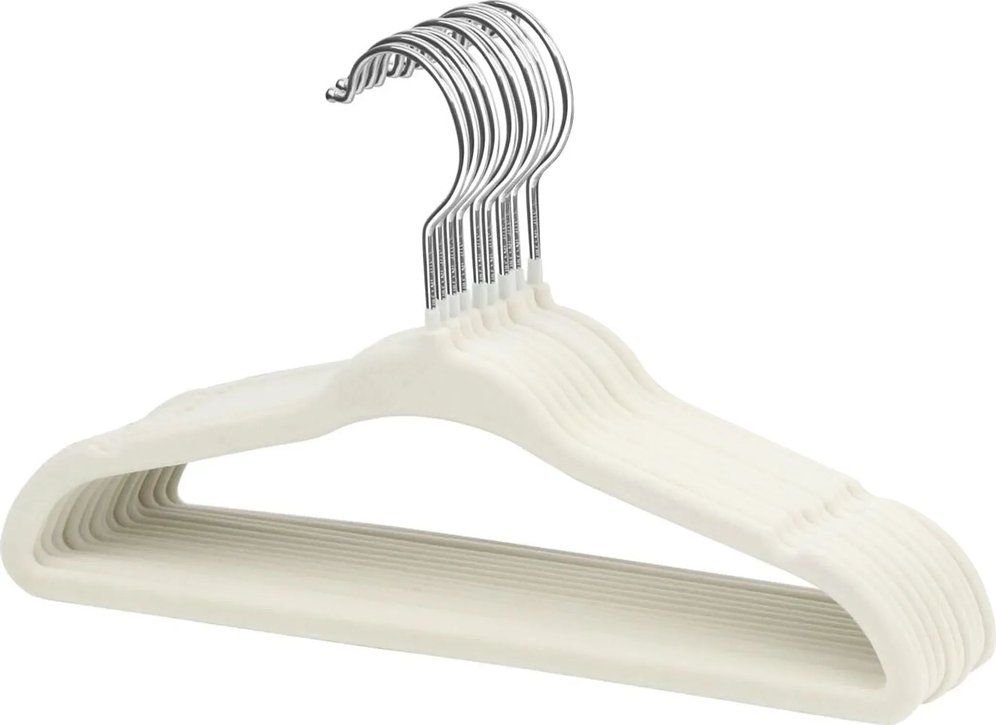 Kinder-Samtkleiderbügel – 10er-Set, rutschfest & platzsparend, Weiß