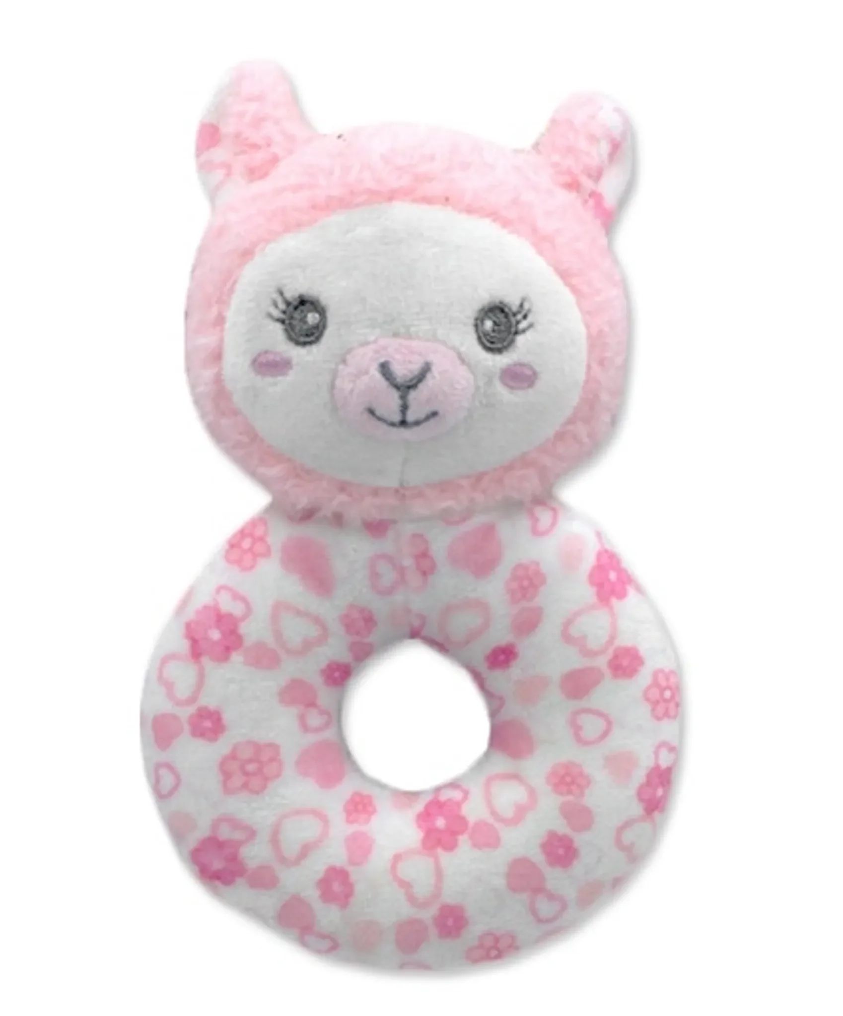 Plüsch-Rassel „Lama“ – 16 cm, weich & liebevoll gestaltet (rosa)