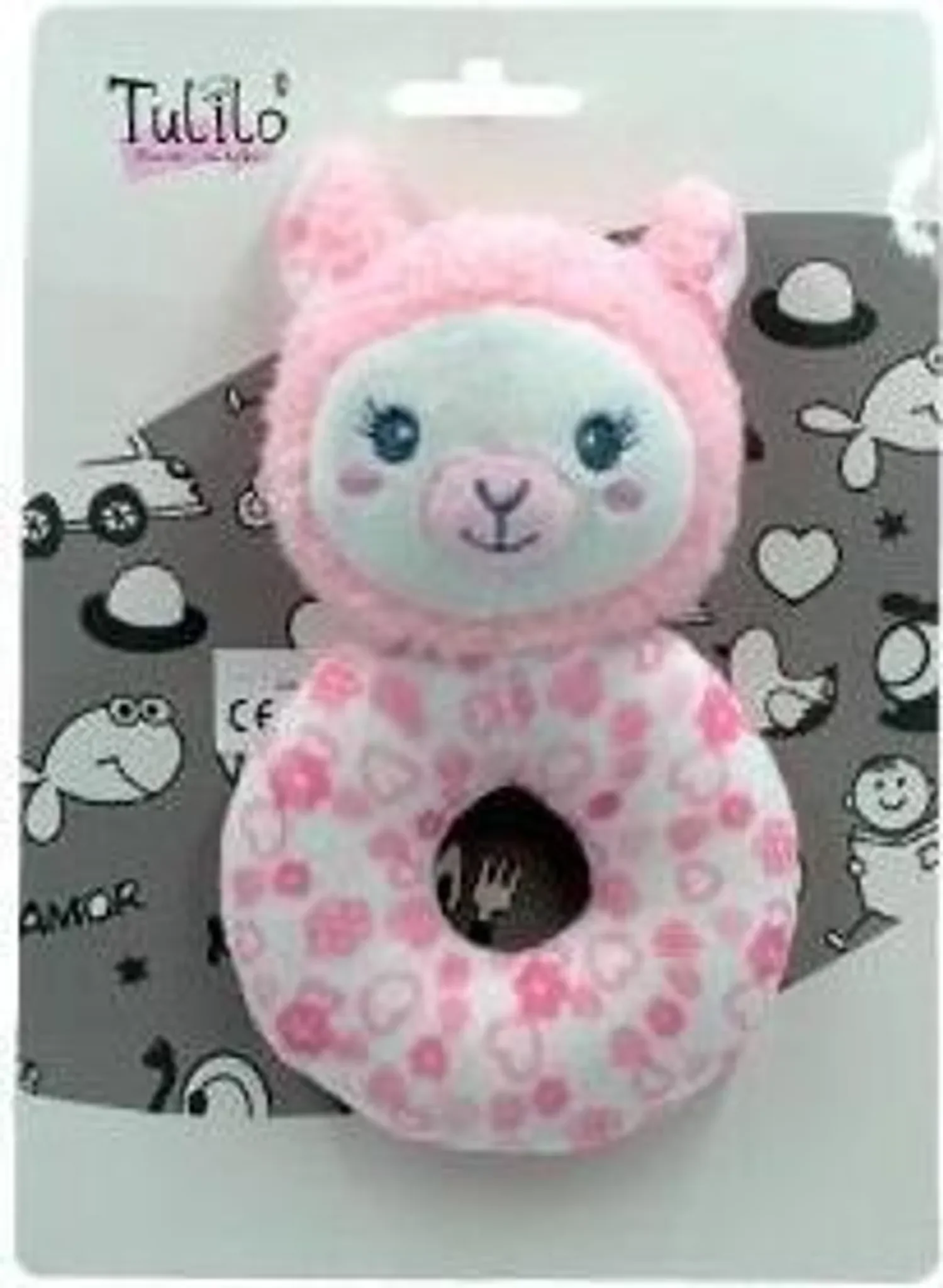 Plüsch-Rassel „Lama“ – 16 cm, weich & liebevoll gestaltet (rosa)