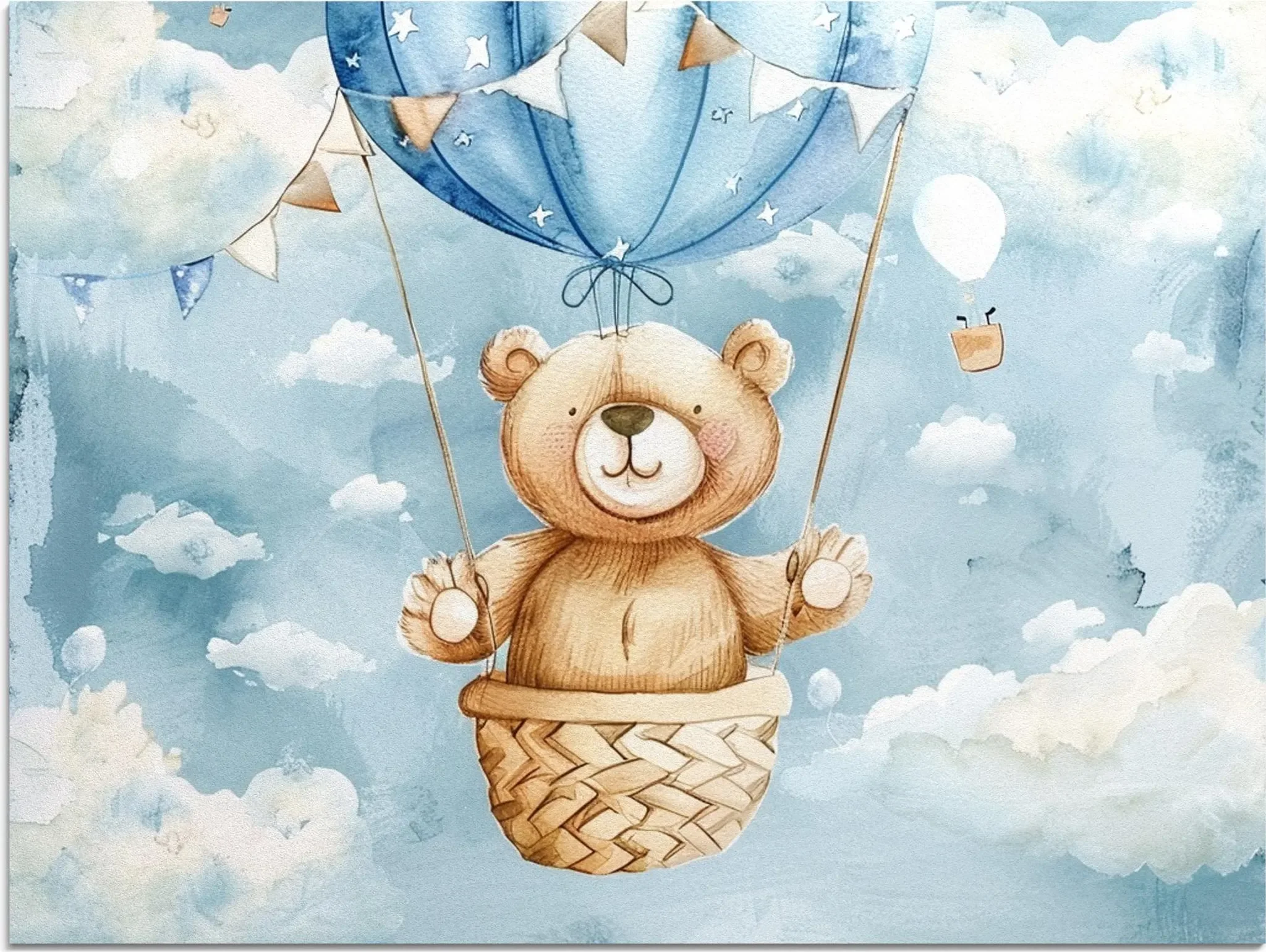 DEQORI Alu-Dibond Bild 40×30 cm – „Bärchen im Ballon“