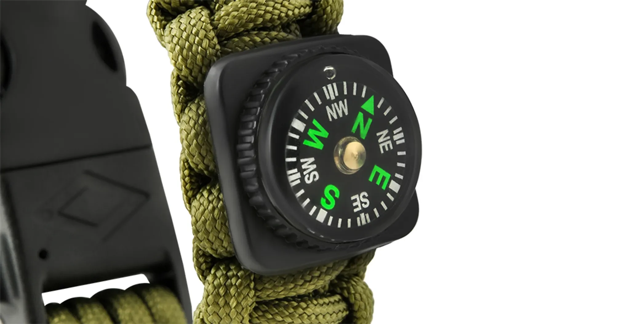 Paracord Survival-Armband 5-in-1 – Army Grün, wasserdicht & ultraleicht